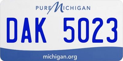 MI license plate DAK5023