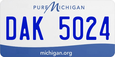 MI license plate DAK5024