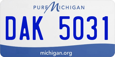 MI license plate DAK5031