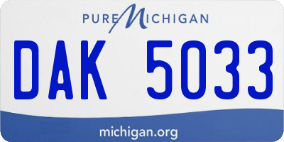 MI license plate DAK5033