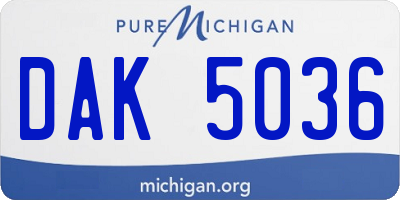 MI license plate DAK5036