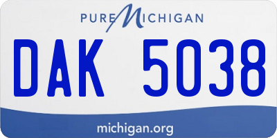 MI license plate DAK5038