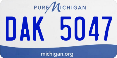 MI license plate DAK5047