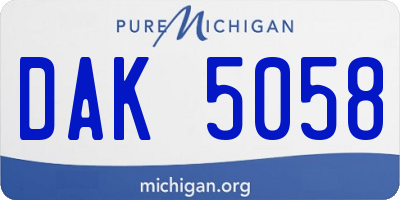 MI license plate DAK5058