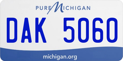 MI license plate DAK5060