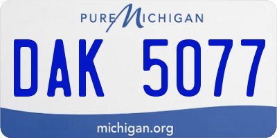 MI license plate DAK5077