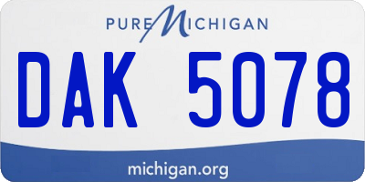 MI license plate DAK5078
