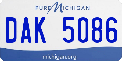 MI license plate DAK5086