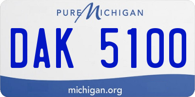 MI license plate DAK5100