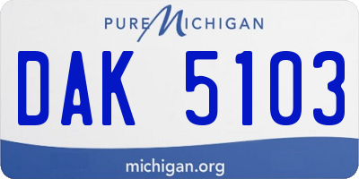 MI license plate DAK5103
