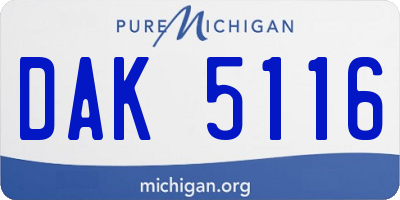 MI license plate DAK5116