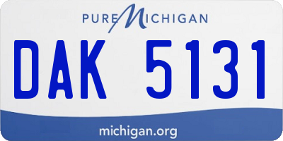 MI license plate DAK5131