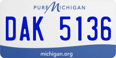 MI license plate DAK5136