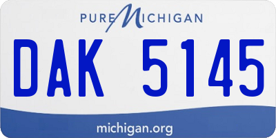 MI license plate DAK5145