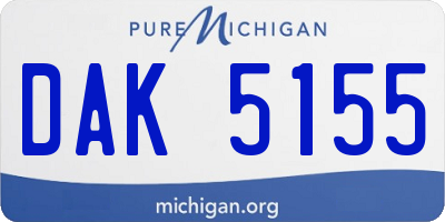 MI license plate DAK5155