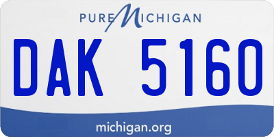 MI license plate DAK5160