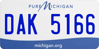 MI license plate DAK5166