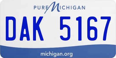 MI license plate DAK5167