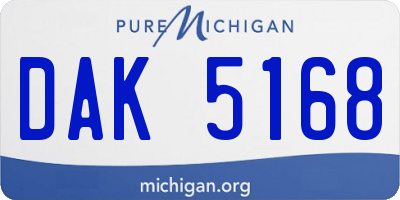 MI license plate DAK5168