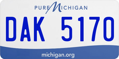 MI license plate DAK5170
