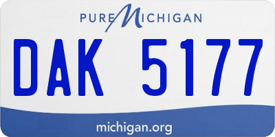 MI license plate DAK5177