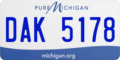 MI license plate DAK5178