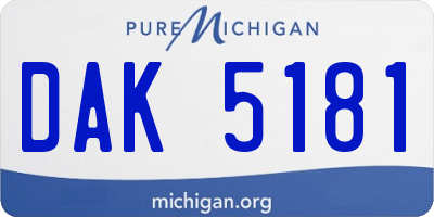 MI license plate DAK5181