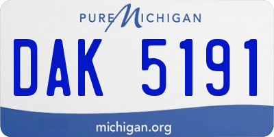 MI license plate DAK5191