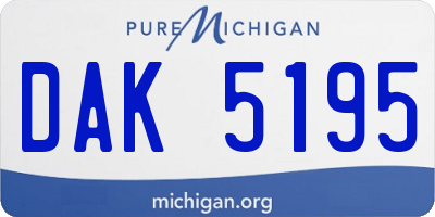 MI license plate DAK5195