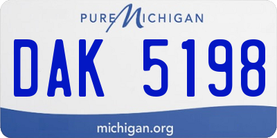 MI license plate DAK5198