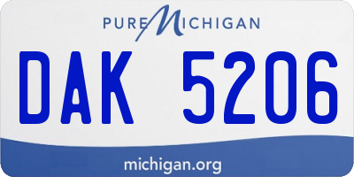 MI license plate DAK5206