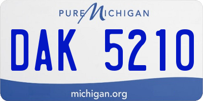 MI license plate DAK5210