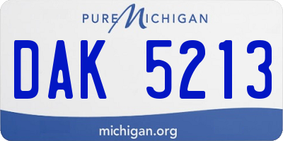 MI license plate DAK5213