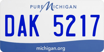 MI license plate DAK5217