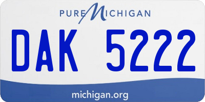 MI license plate DAK5222