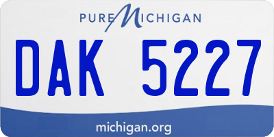 MI license plate DAK5227