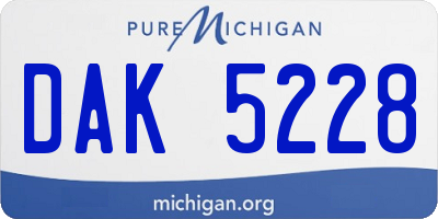 MI license plate DAK5228