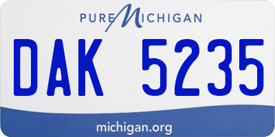 MI license plate DAK5235