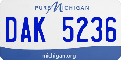 MI license plate DAK5236