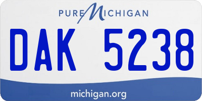MI license plate DAK5238