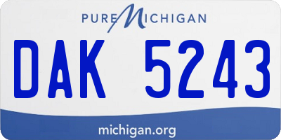 MI license plate DAK5243