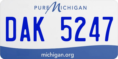 MI license plate DAK5247