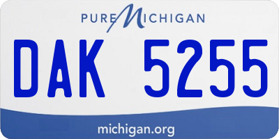 MI license plate DAK5255