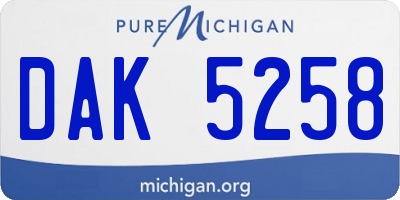 MI license plate DAK5258