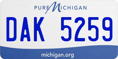 MI license plate DAK5259