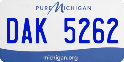 MI license plate DAK5262