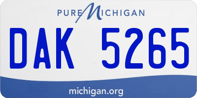 MI license plate DAK5265