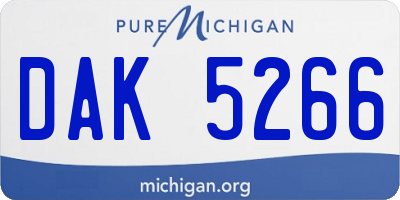 MI license plate DAK5266