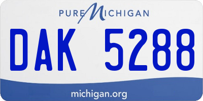 MI license plate DAK5288