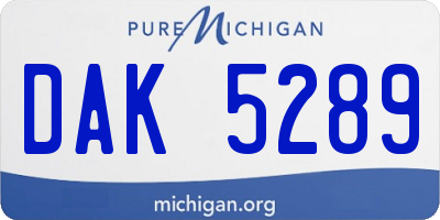 MI license plate DAK5289